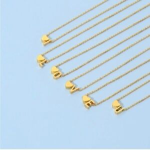 GOLD 18k Gold Plated Personalized Letter Inital Heart Pendant Necklace